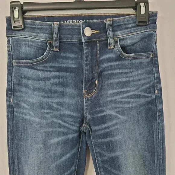American Eagle Super Stretch High Rise Jegging Distressed Jeans Size 0 - Picture 4 of 9